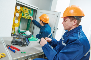 fiber optics workers