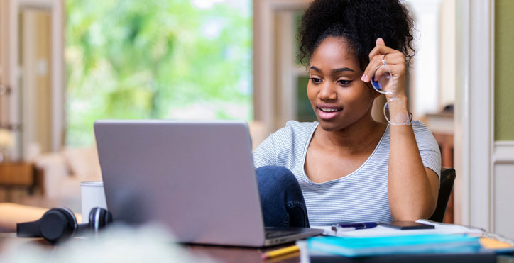 woman working from home on laptop