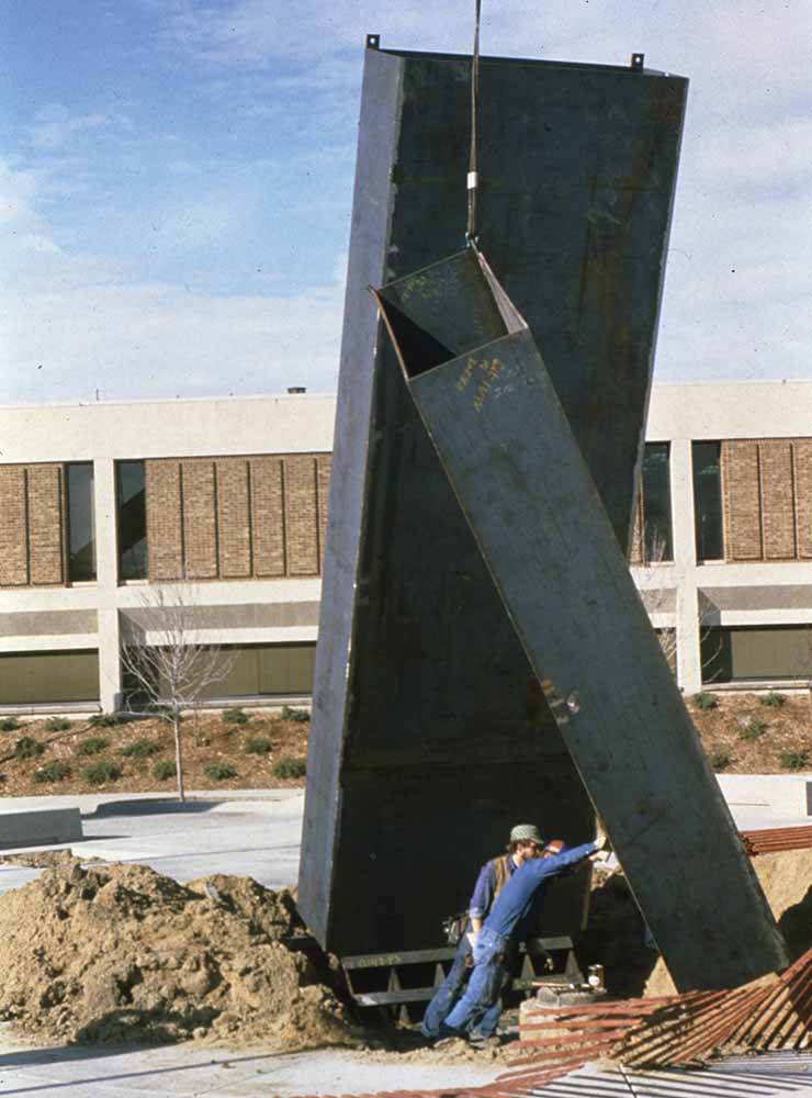 open doors sculpture being built