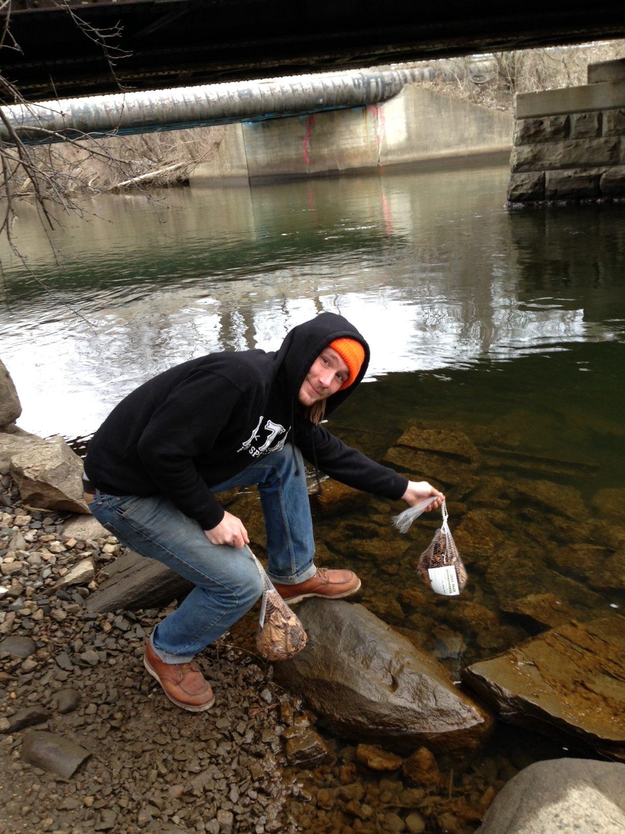 Environmental Science students conduct water testing at nearby Parker Mill.