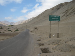 Here is the road to Centro Mallqui with the burial holes left behind from the dig the previous Peru trip.