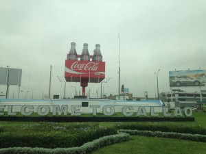 This is the Coca-Cola sign outside the Lima airport, which we saw leaving the airport upon arriving to Peru and the next morning when we left for the next leg in our journey.