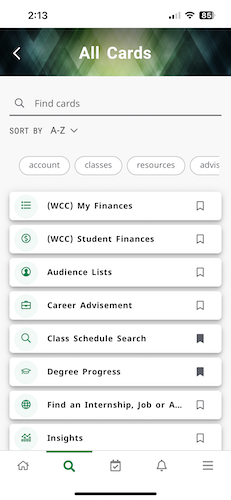 mobile view of app home screen