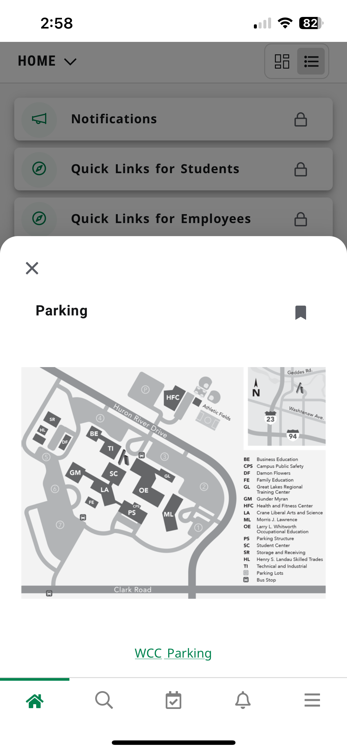 mobile view of map in MyWCC