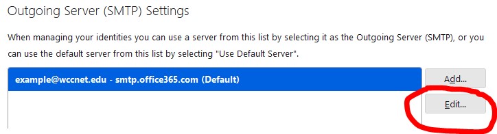 Outgoing Server SMTP settings
