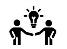 iconography of two people with a lightbulb over their heads