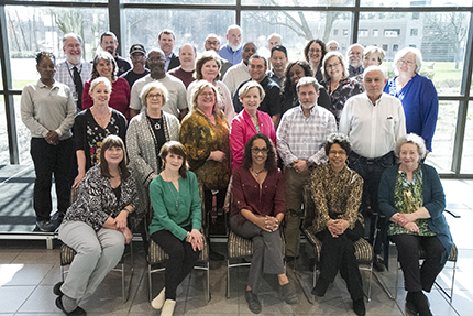 Kelly Gampel / Multimedia Communicator WCC employees celebrating their 10-, 15-, 20-, 25- and 30-year anniversary gather for a photo at the end of the annual Employee Recognition Reception on April 26, 2018.