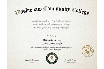 A sample of a digital diploma now available to WCC graduates.