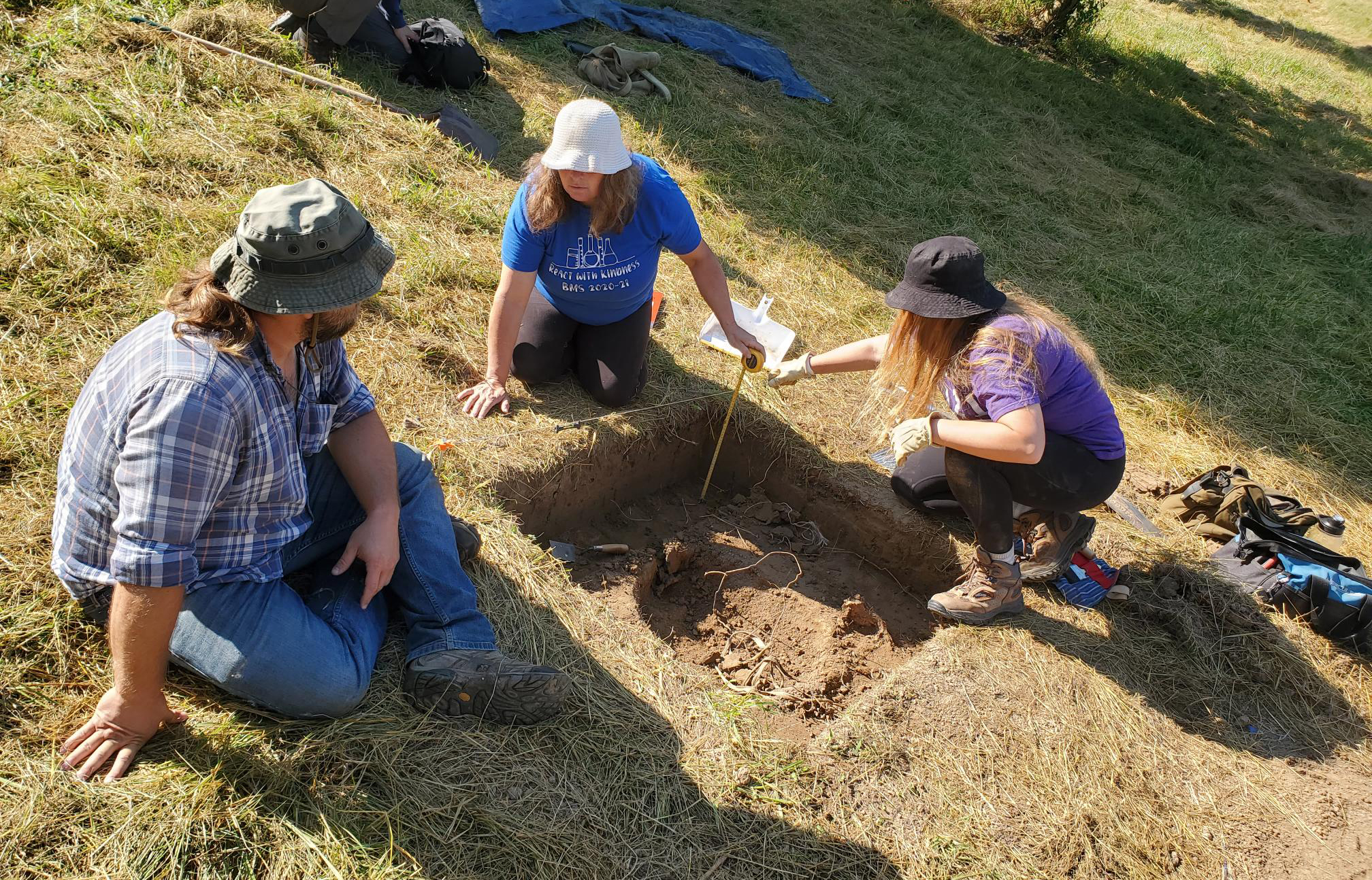 Students participate in an archaeological dig on the WCC campus