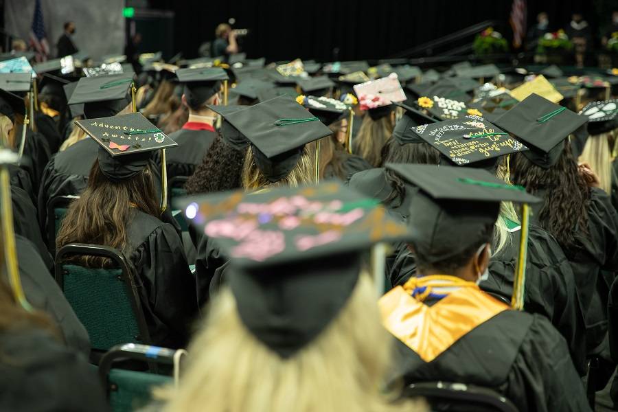 Commencement - decorated caps