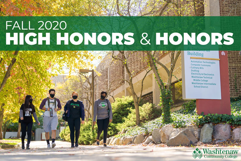 Fall 20 high honors and honors | Students walking on campus