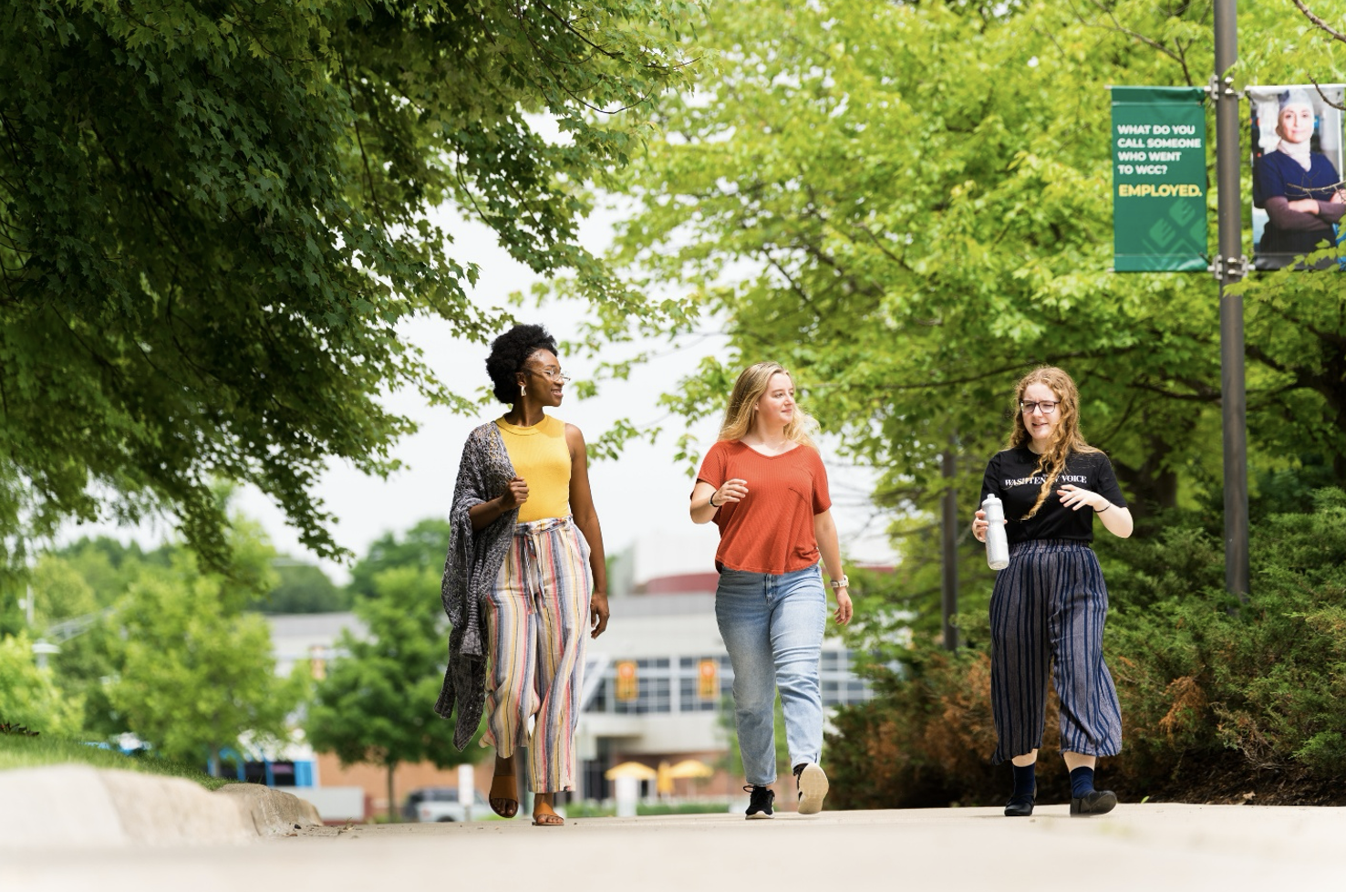 Students walk on campus