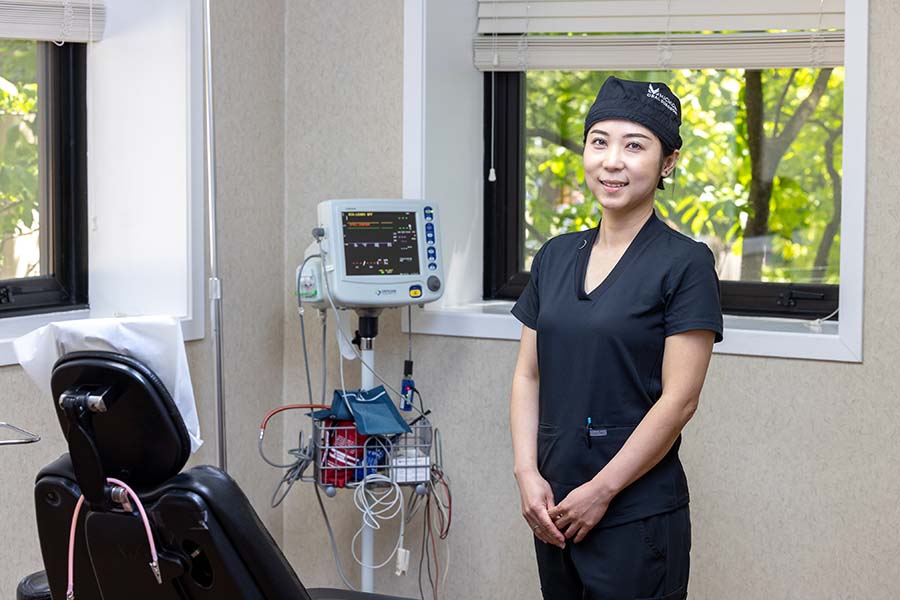 Fan Zhang in dental office