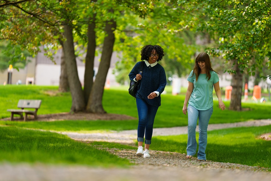 Students walk on campus