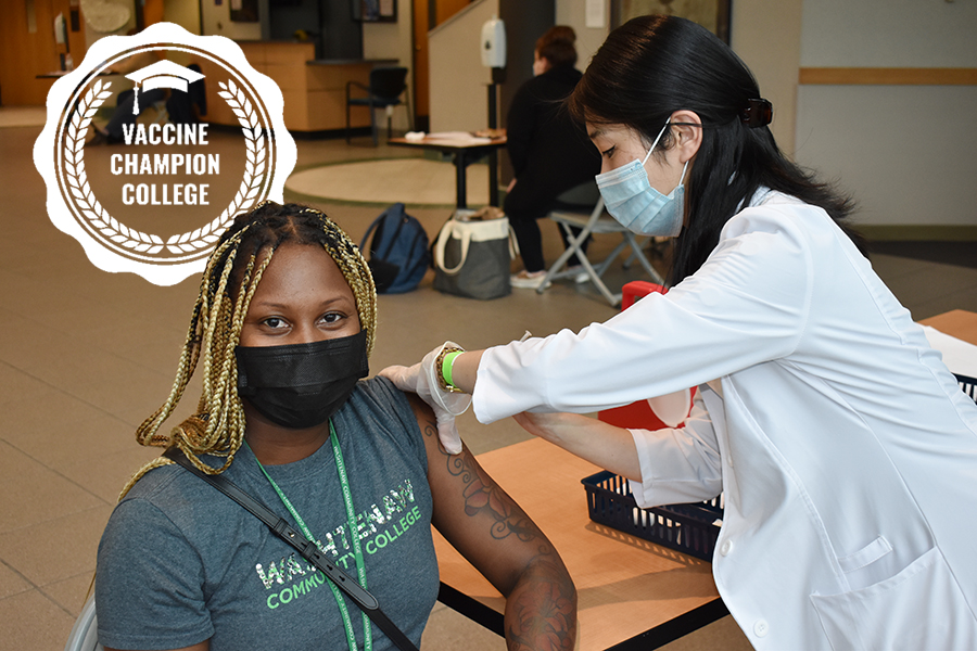 Staff receiving vaccine