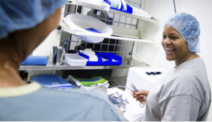 Student working in Sterile Processing Student working in Sterile Processing