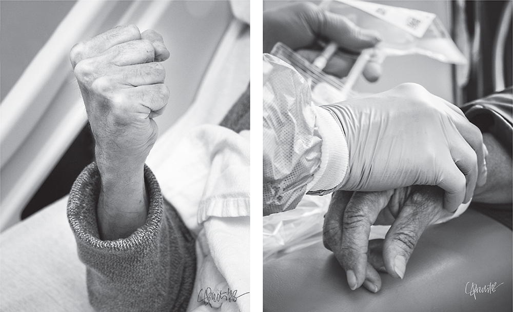 WCC photography student Stephanie Precther feels her portraits of U-M Comprehensive Cancer Center patients’ hands “reveal emotion and intention in a subtle, yet intimite, way.”