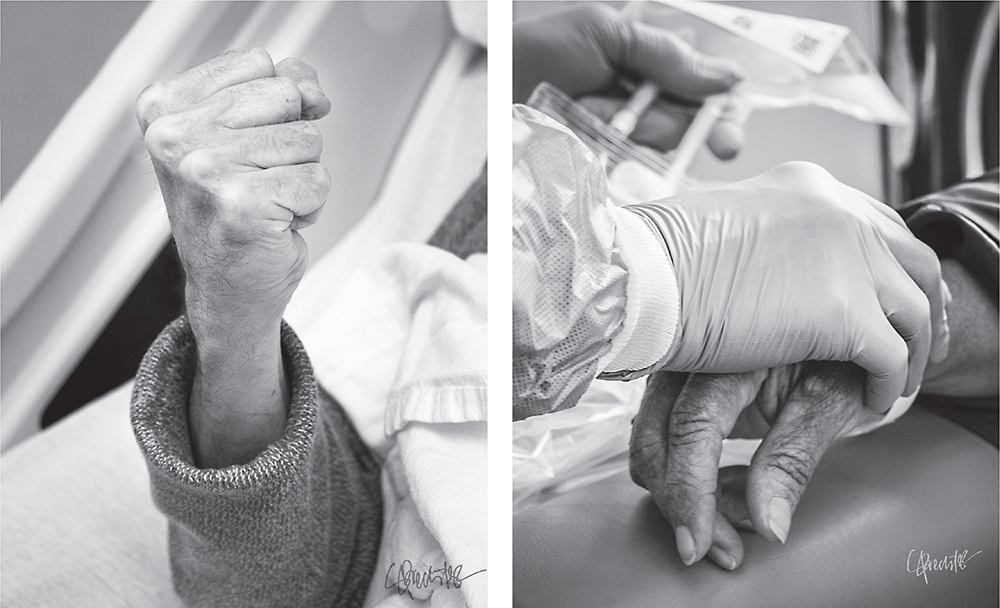 WCC photography student Stephanie Precther feels her portraits of U-M Comprehensive Cancer Center patients’ hands “reveal emotion and intention in a subtle, yet intimite, way.” WCC photography student Stephanie Precther feels her portraits of U-M Comprehensive Cancer Center patients’ hands “reveal emotion and intention in a subtle, yet intimite, way.”