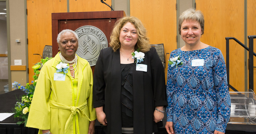 Community leaders (from left) Joyce Hunter, Anya Abramzon and Kelly Parent were honored at the WCC Foundation’s Women’s Council annual Salute to Women’s Leadership luncheon. | Photo by Ann Savage