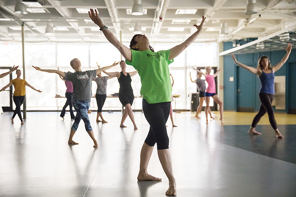 Performing Arts faculty member Noonie Anderson leads her Free College Day class, Modern Dance Experience, during the WCC Fall Open House. | Photo by Anne Savage