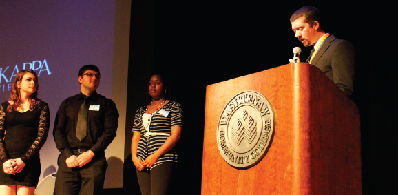 Director Leshkevich welcomes the 2013 – 2014 students into leadership positions within the Phi Theta Kappa Honor Society.