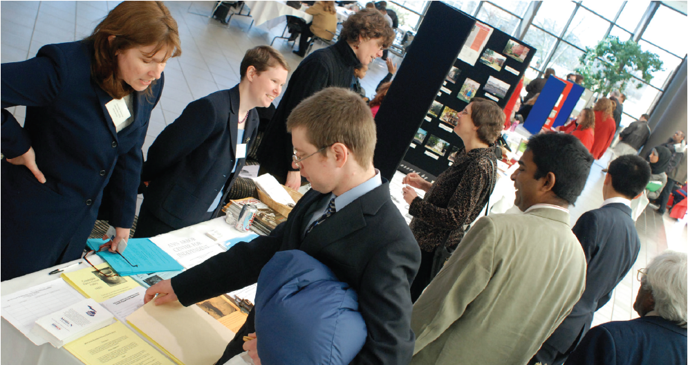 WCC students networking with employers during Spring Career Fair.