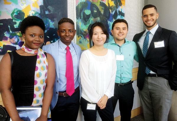 WCC students (from left to right) Taiwo Adeniyi, Davon Shackleford, Nicole Lang, Ederson Tobisawa and Angel Izaguirre participated in the University of Michigan Undergraduate Research Opportunity Program.