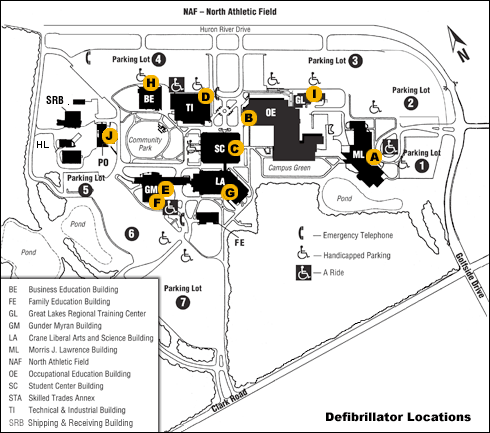 Location of Defibrillators on campus
